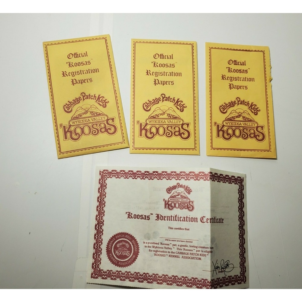 Cabbage Patch Kids. Koosas Registration Papers Set of 3‎